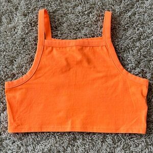 Zara girls Neon Orange Cropped Tank Top Size 9